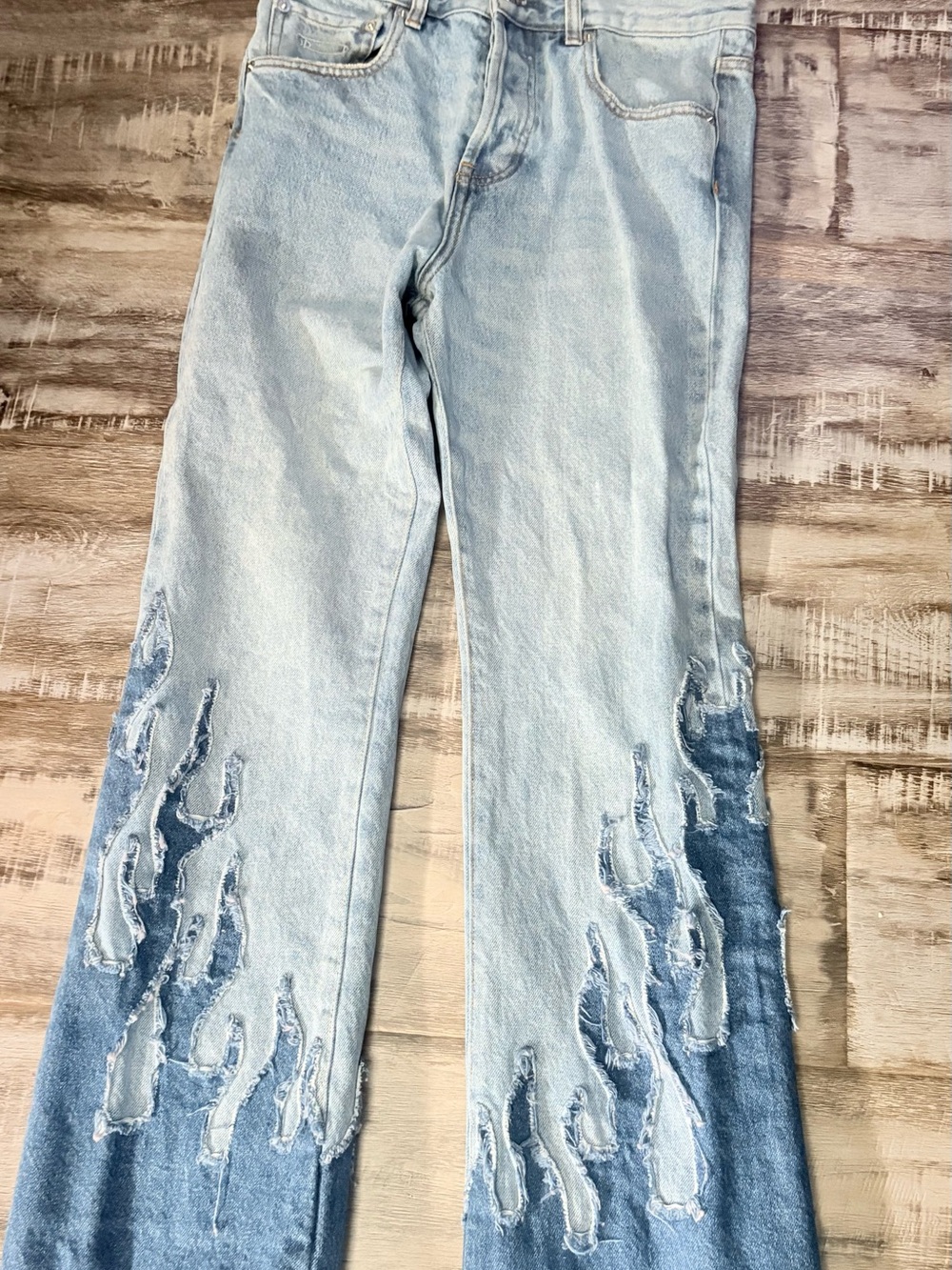 Gallery Dept Light Blue Two-Tone Flame Wide-Leg Jeans
